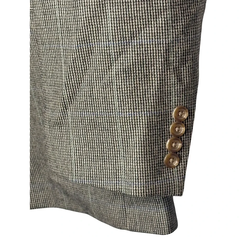 Chaps Sport Coat Mens 48R Brown Plaid‎ 100% Lambs Wool Two Button Blazer
